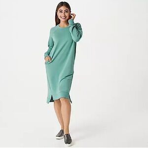 Zuda Z-Knit Sneaker Sweatshirt Tunic Dress Oil Green Size Small